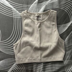 Garage Women's Beige Ribbed Crop Top